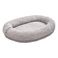 Grand lit pour chien Grand Large, forme ovale gris clair à poils longs