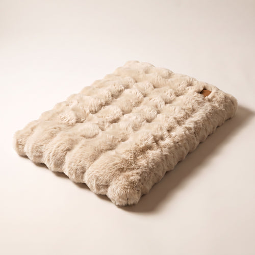 Lit confort pour chien, coloris beige, vu de trois quarts